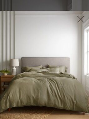 Quince Olive Linen-Cotton Duvet Cover